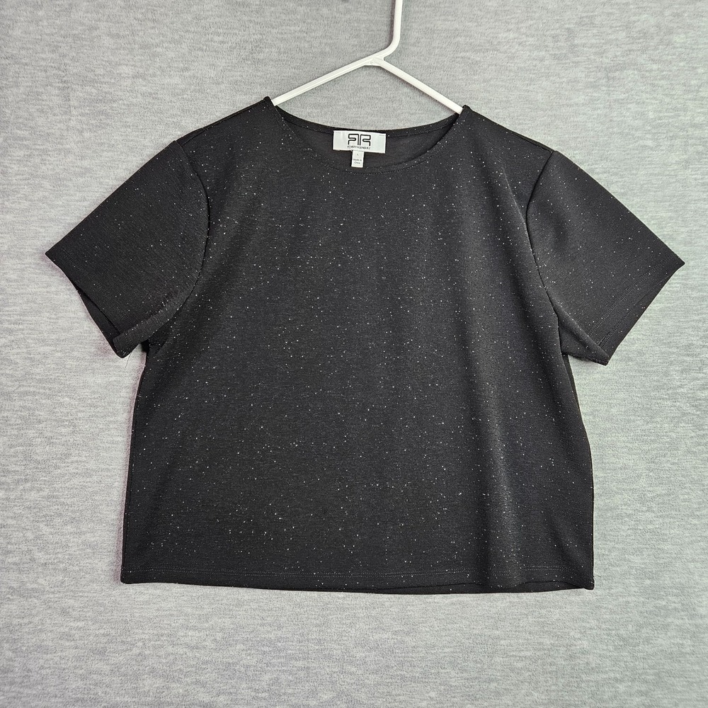 Robert Rodriguez Black Speckled Short Sleeve Knit Top Womens Size L